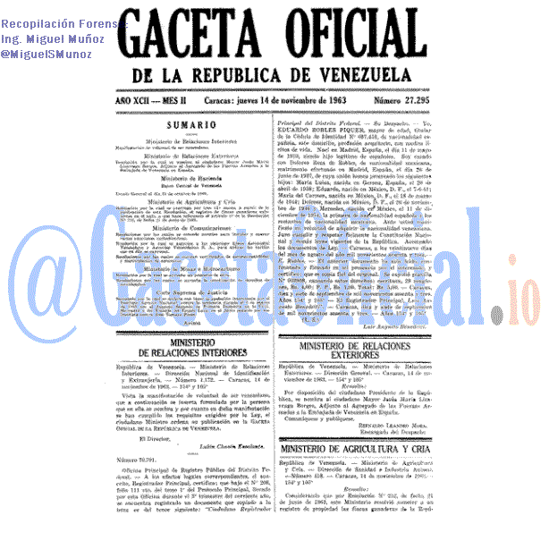 Gaceta Oficial 27295 del 14 Noviembre 1963