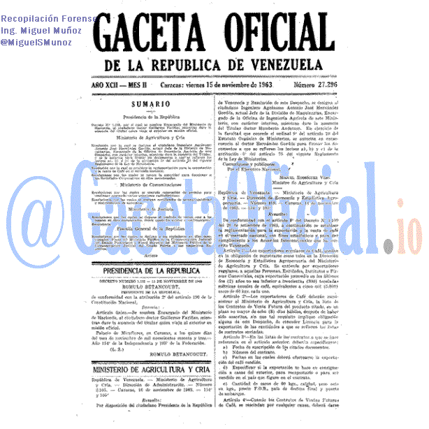 Gaceta Oficial 27296 del 15 Noviembre 1963