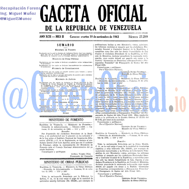 Gaceta Oficial 27299 del 19 Noviembre 1963
