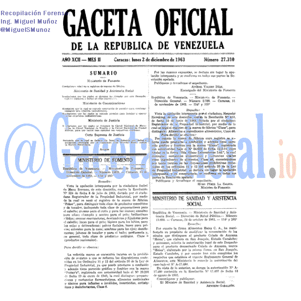 Gaceta Oficial 27310 del 2 Diciembre 1963