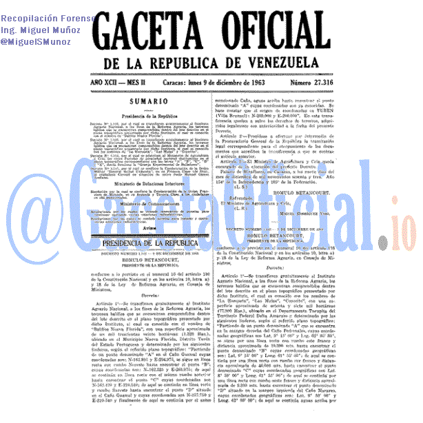 Gaceta Oficial 27316 del 9 Diciembre 1963