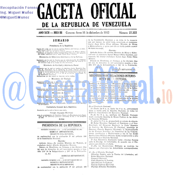 Gaceta Oficial 27322 del 16 Diciembre 1963