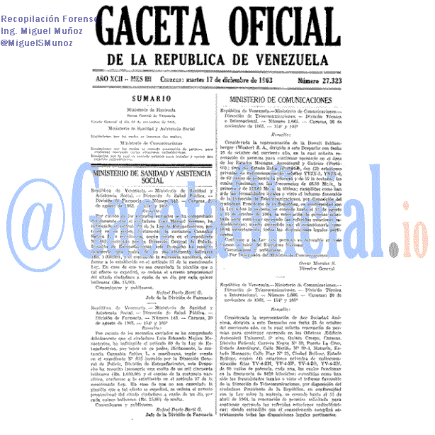 Gaceta Oficial 27323 del 17 Diciembre 1963