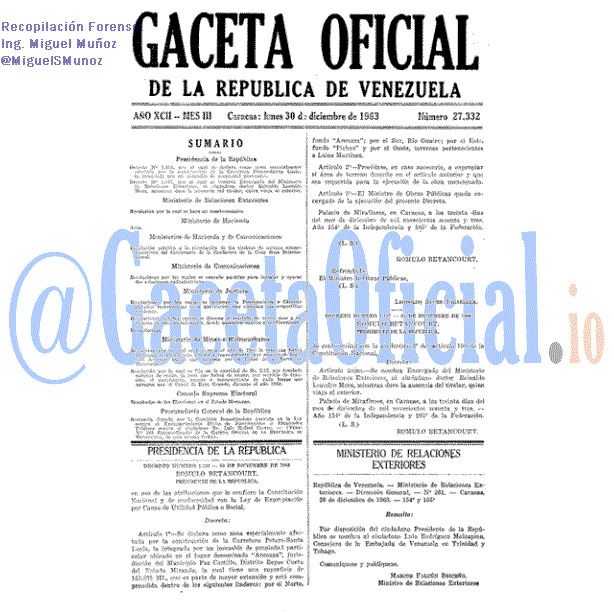 Gaceta Oficial 27332 del 30 Diciembre 1963