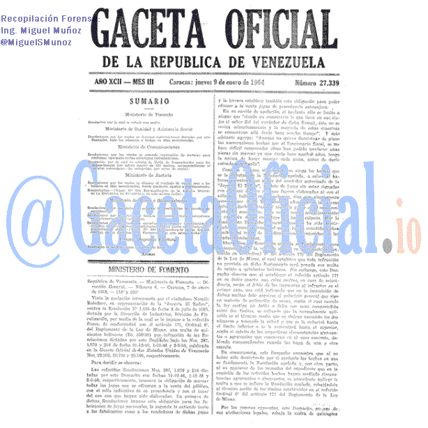 Gaceta Oficial 27339 del 9 Enero 1964