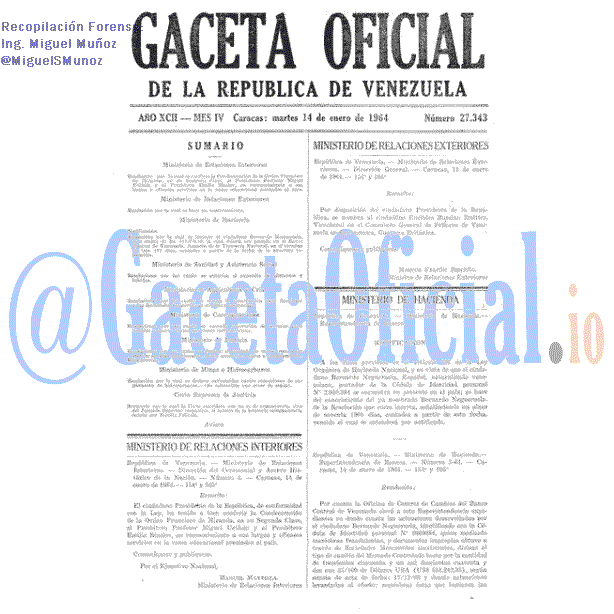 Gaceta Oficial 27343 del 14 Enero 1964