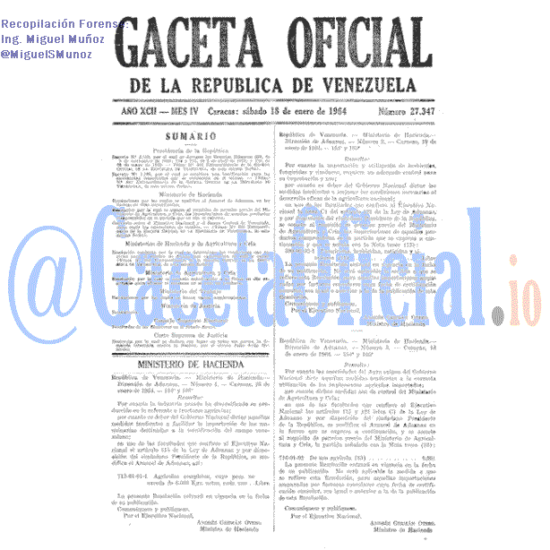 Gaceta Oficial 27347 del 18 Enero 1964