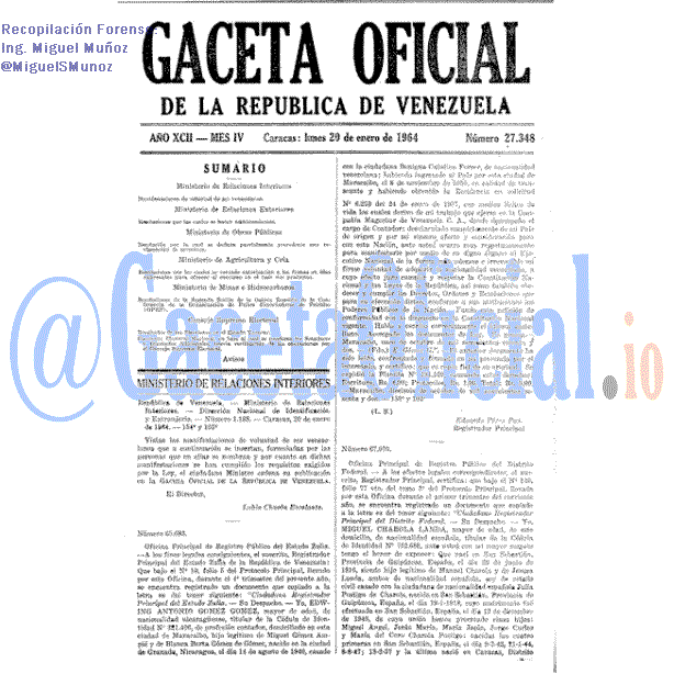 Gaceta Oficial 27348 del 20 Enero 1964