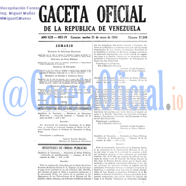Gaceta Oficial 27349 del 21 Enero 1964