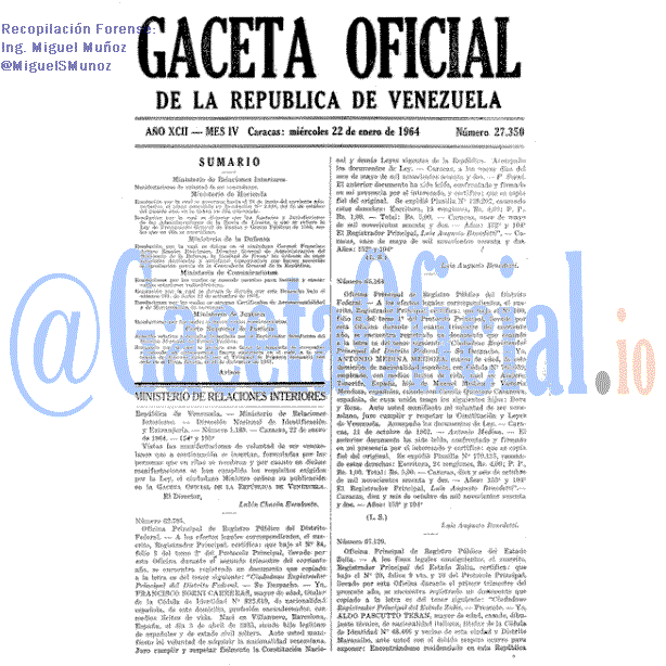 Gaceta Oficial 27350 del 22 Enero 1964
