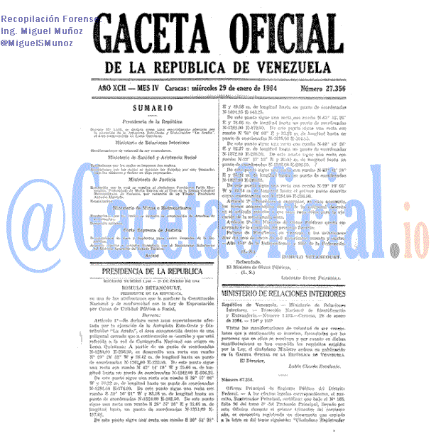 Gaceta Oficial 27356 del 29 Enero 1964