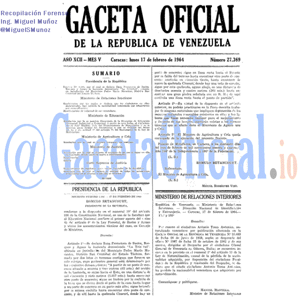 Gaceta Oficial 27369 del 17 Febrero 1964