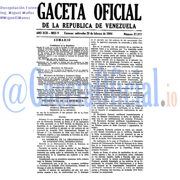Gaceta Oficial 27377 del 26 Febrero 1964