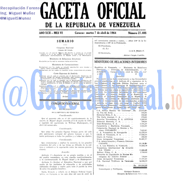 Gaceta Oficial 27408 del 7 Abril 1964