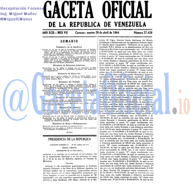 Gaceta Oficial 27426 del 28 Abril 1964