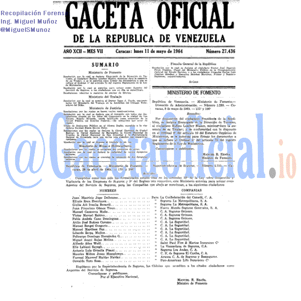 Gaceta Oficial 27436 del 11 Mayo 1964