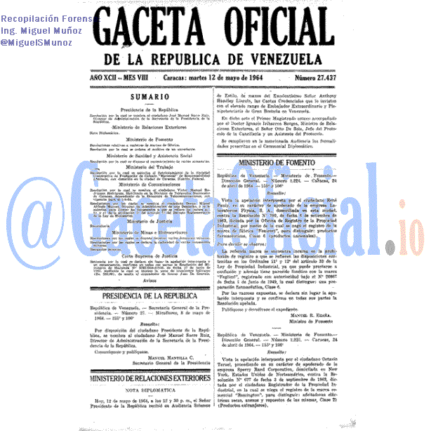 Gaceta Oficial 27437 del 12 Mayo 1964