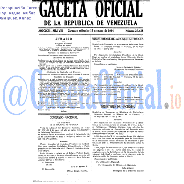 Gaceta Oficial 27438 del 13 Mayo 1964