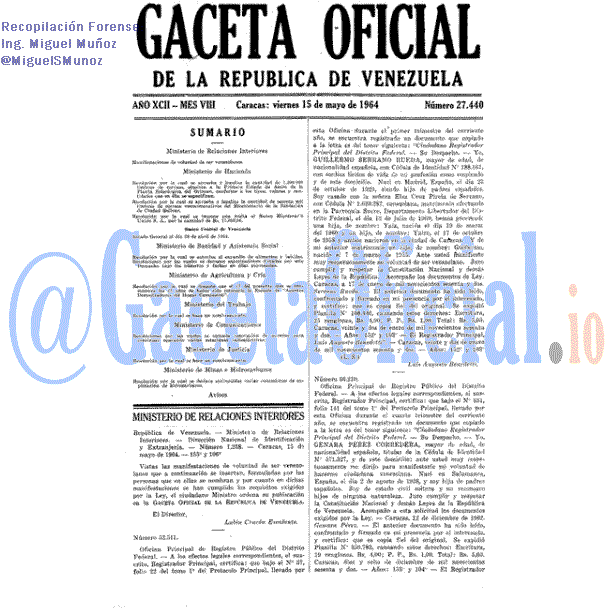 Gaceta Oficial 27440 del 15 Mayo 1964