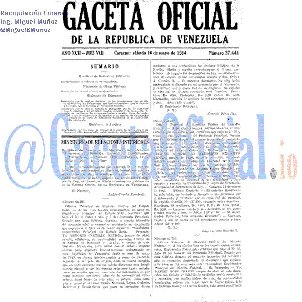 Gaceta Oficial 27441 del 16 Mayo 1964