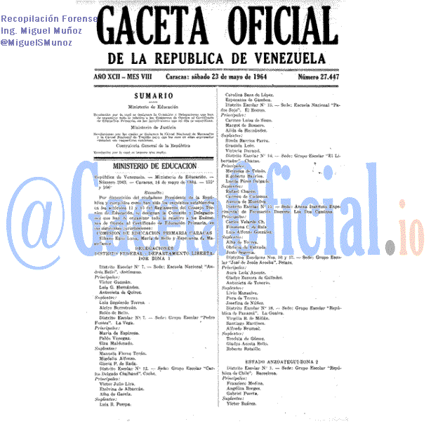 Gaceta Oficial 27447 del 23 Mayo 1964