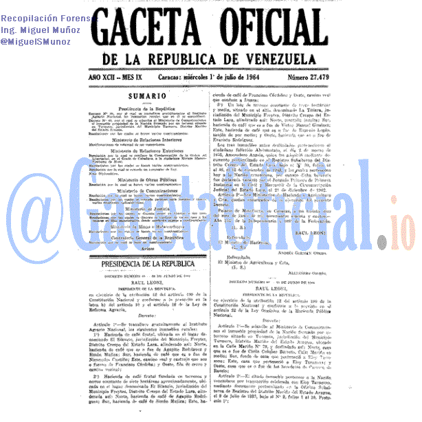 Gaceta Oficial 27479 del 1 Julio 1964
