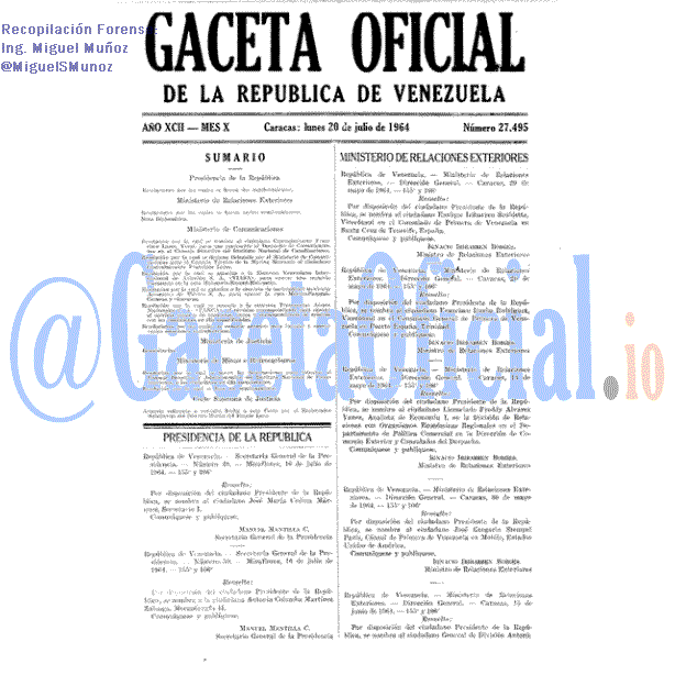 Gaceta Oficial 27495 del 20 Julio 1964