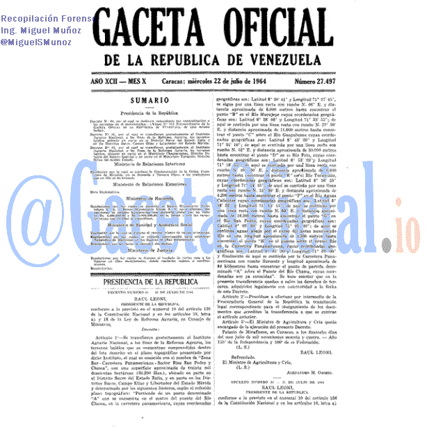 Gaceta Oficial 27497 del 22 Julio 1964