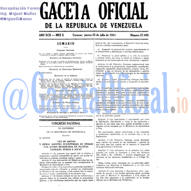 Gaceta Oficial 27498 del 23 Julio 1964