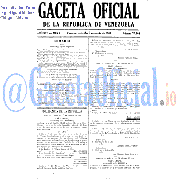 Gaceta Oficial 27508 del 5 Agosto 1964