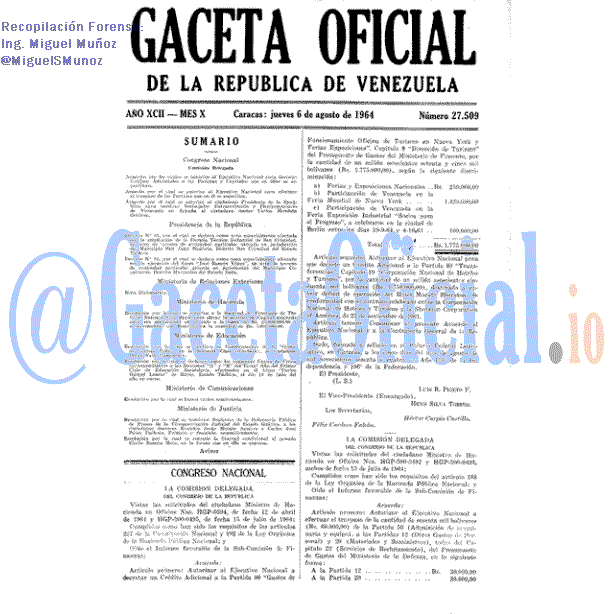 Gaceta Oficial 27509 del 6 Agosto 1964