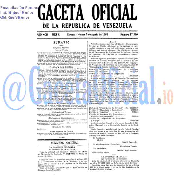 Gaceta Oficial 27510 del 7 Agosto 1964