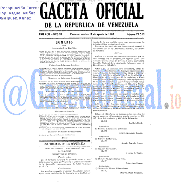 Gaceta Oficial 27513 del 11 Agosto 1964