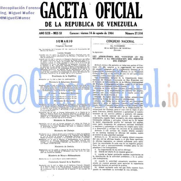 Gaceta Oficial 27516 del 14 Agosto 1964