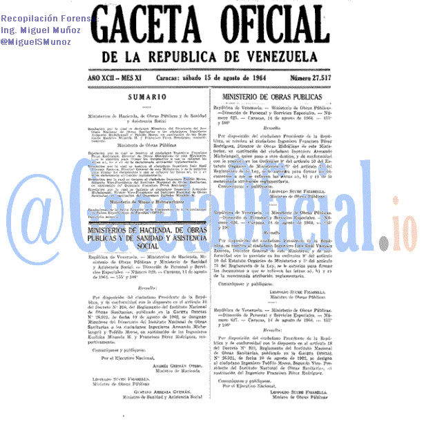 Gaceta Oficial 27517 del 15 Agosto 1964