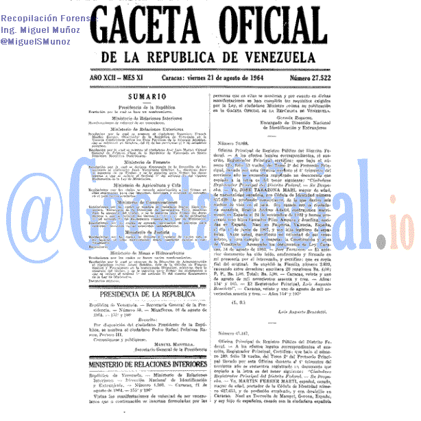 Gaceta Oficial 27522 del 21 Agosto 1964