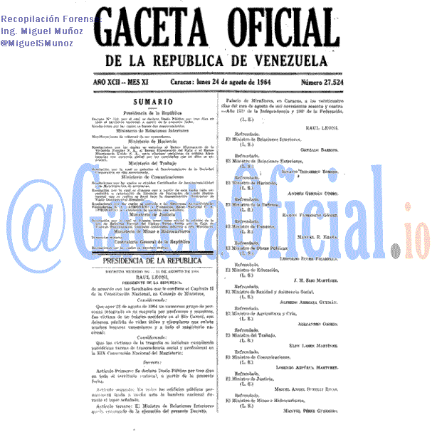 Gaceta Oficial 27524 del 24 Agosto 1964