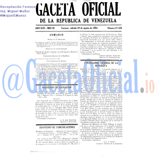 Gaceta Oficial 27529 del 29 Agosto 1964