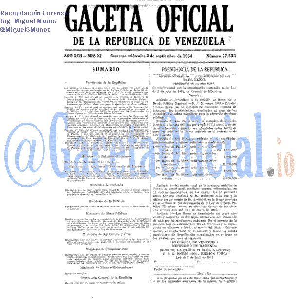 Gaceta Oficial 27532 del 2 Septiembre 1964