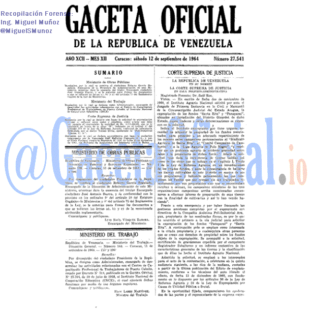 Gaceta Oficial 27541 del 12 Septiembre 1964