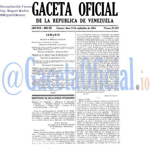 Gaceta Oficial 27542 del 14 Septiembre 1964