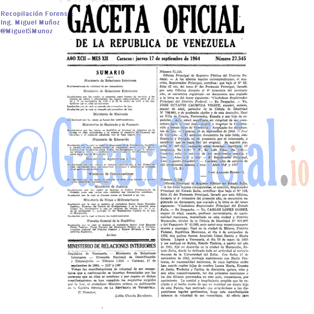 Gaceta Oficial 27545 del 17 Septiembre 1964