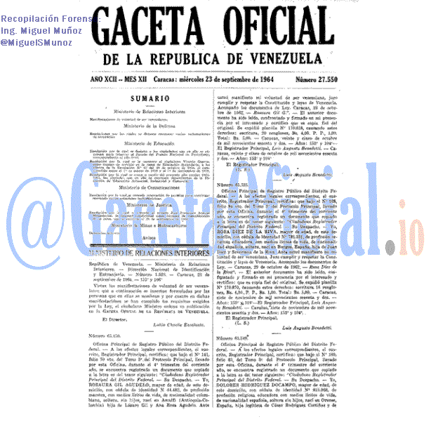 Gaceta Oficial 27550 del 23 Septiembre 1964