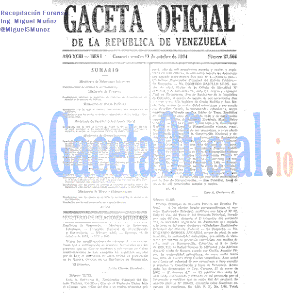 Gaceta Oficial 27566 del 13 Octubre 1964