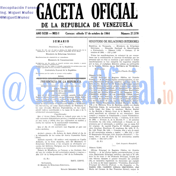 Gaceta Oficial 27570 del 17 Octubre 1964