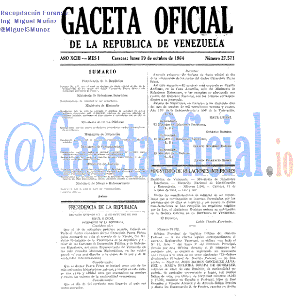Gaceta Oficial 27571 del 19 Octubre 1964