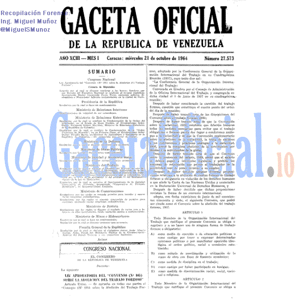 Gaceta Oficial 27573 del 21 Octubre 1964