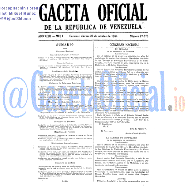Gaceta Oficial 27575 del 23 Octubre 1964