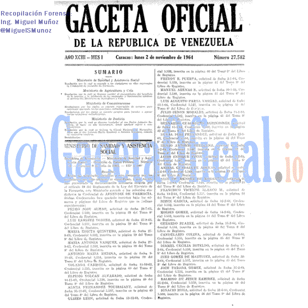 Gaceta Oficial 27582 del 2 Noviembre 1964