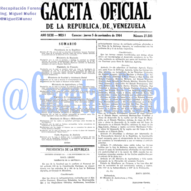 Gaceta Oficial 27585 del 5 Noviembre 1964